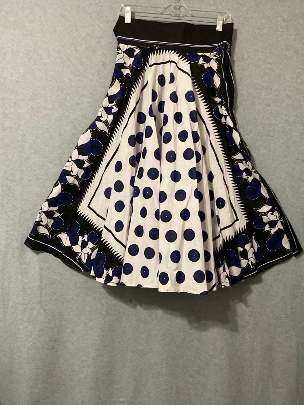 Polka Dot A-Line(Full circle) Skirt in Black, White & Royal Blue Sz S